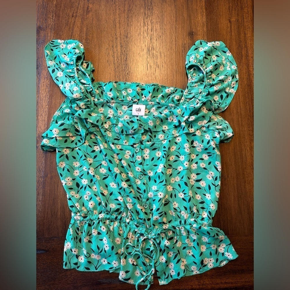 Cabi Green Floral Women's Top- size Small